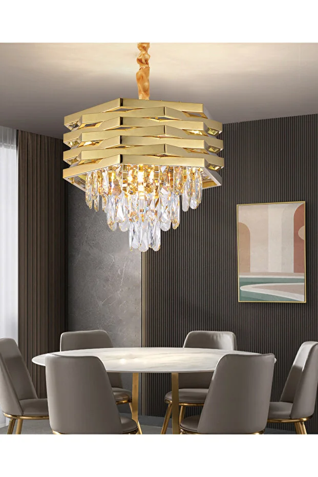 Apliqa  Corde 40cm Gold Plated Crystal Living Room Chandelier