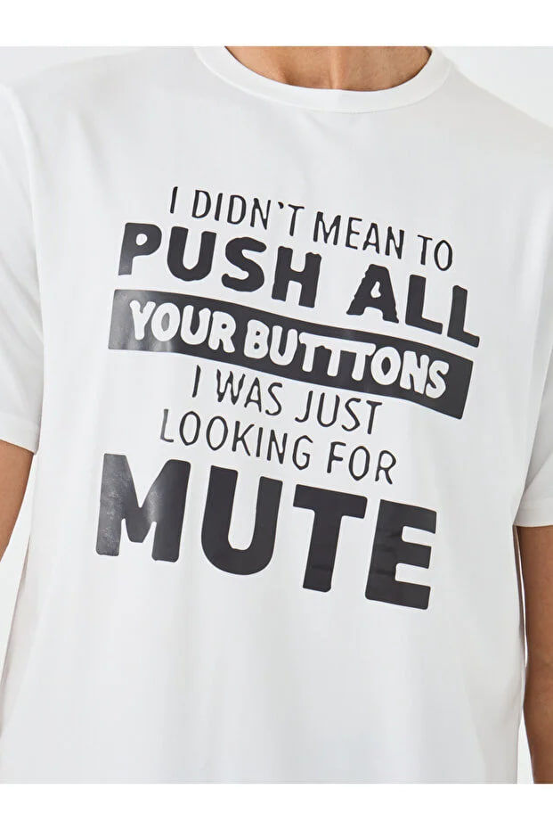 Styli Slogan Print Round Neck Regular Fit T-Shirt